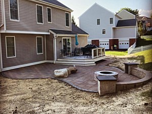 Bethel Park Patio, Seat Wall, Fire Pit, Pillars